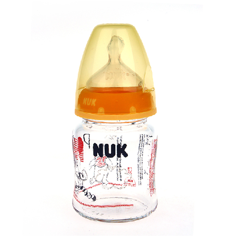 迪士尼NUK玻璃奶瓶/新生儿宽口径120ML 硅胶奶嘴1号