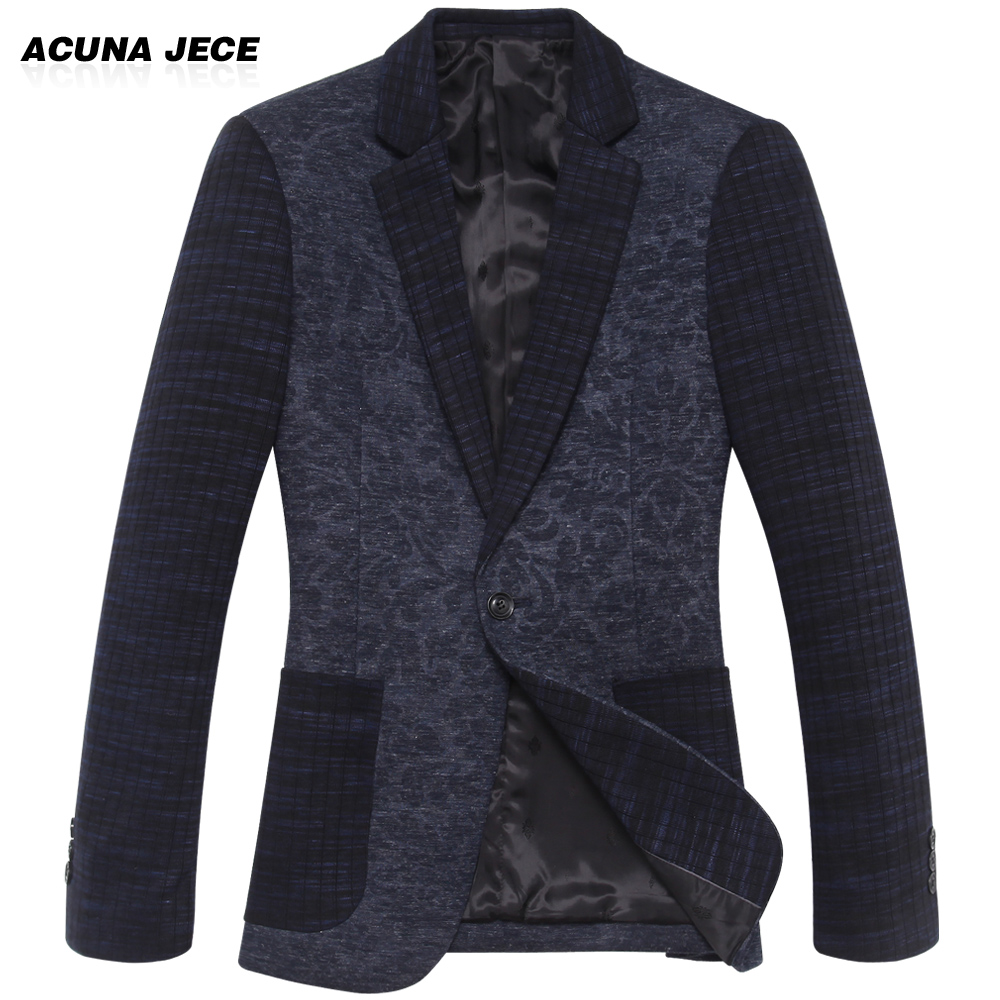 AJ2014秋季新款 男士韩版修身小西装拼色暗花加厚西服 男西装外套