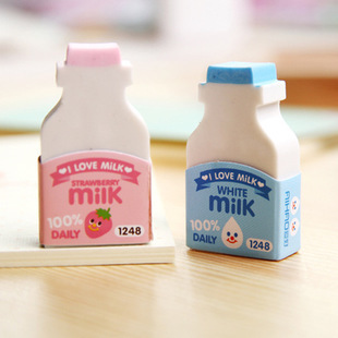 爱好 韩版迷你水果牛奶瓶可爱橡皮擦 学生橡皮 2枚装