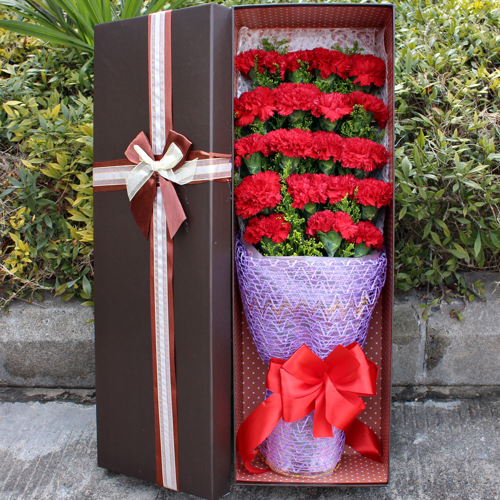 母亲节礼物康乃馨百合花束满天星合肥同城送花鲜花速递康乃馨花盒