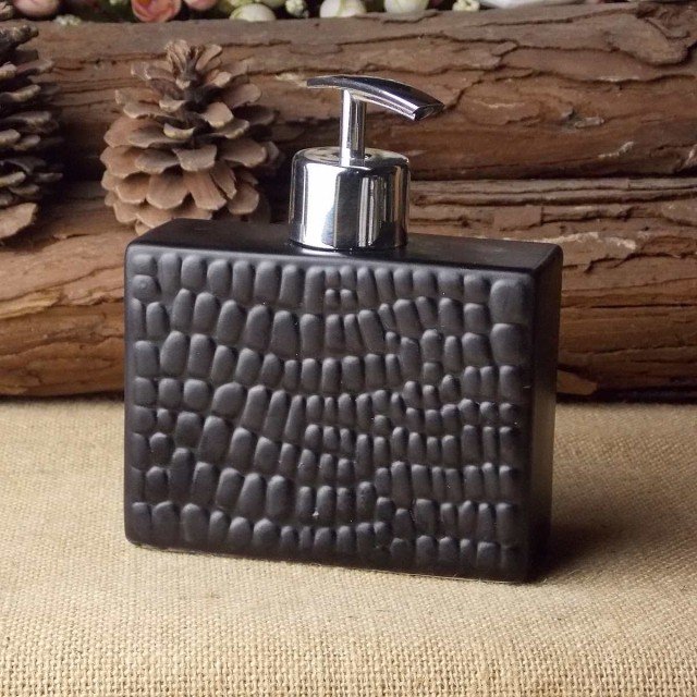家居清洁收纳浴室整理用具陶瓷乳洗手液瓶长方形黑色亚光