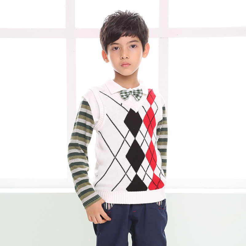 2015贝乐鼠品牌童装秋冬季男童条纹撞色POLO衫