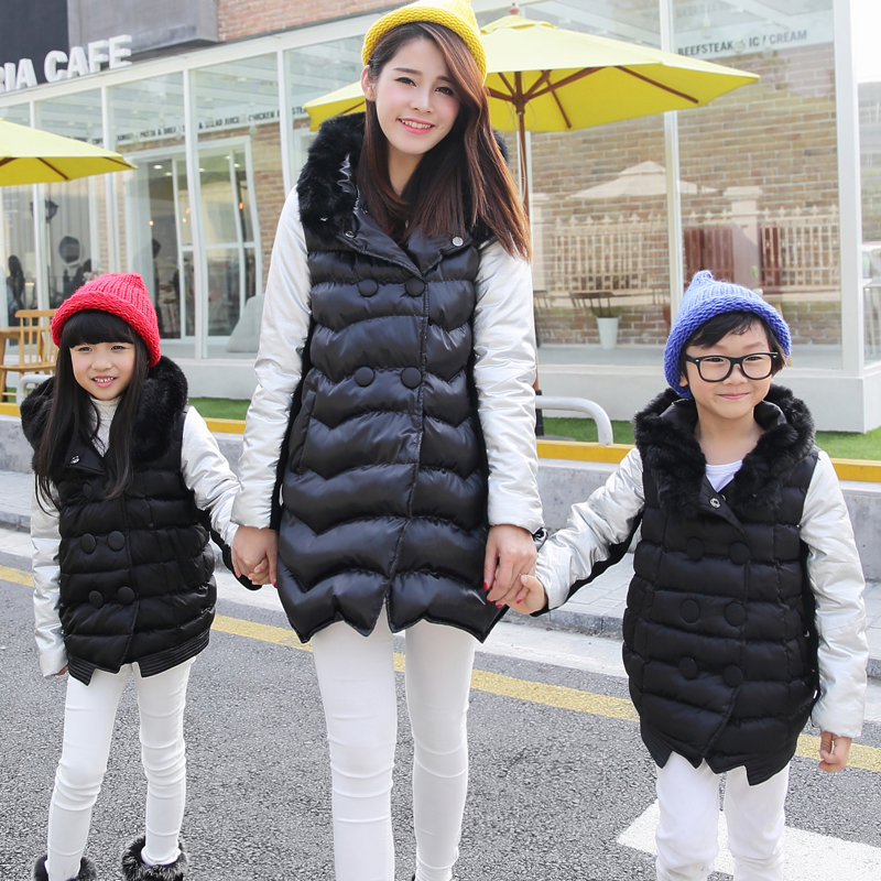 2015冬装新款亲子装羽绒服棉衣外套母子装母女棉服外套韩版修身潮