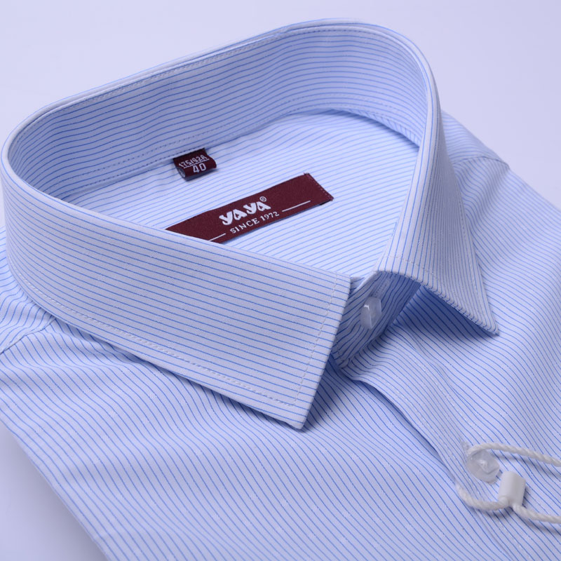 夏季正品鸭鸭男士短袖衬衫商务休闲蓝色条纹男装半袖衬衣02516