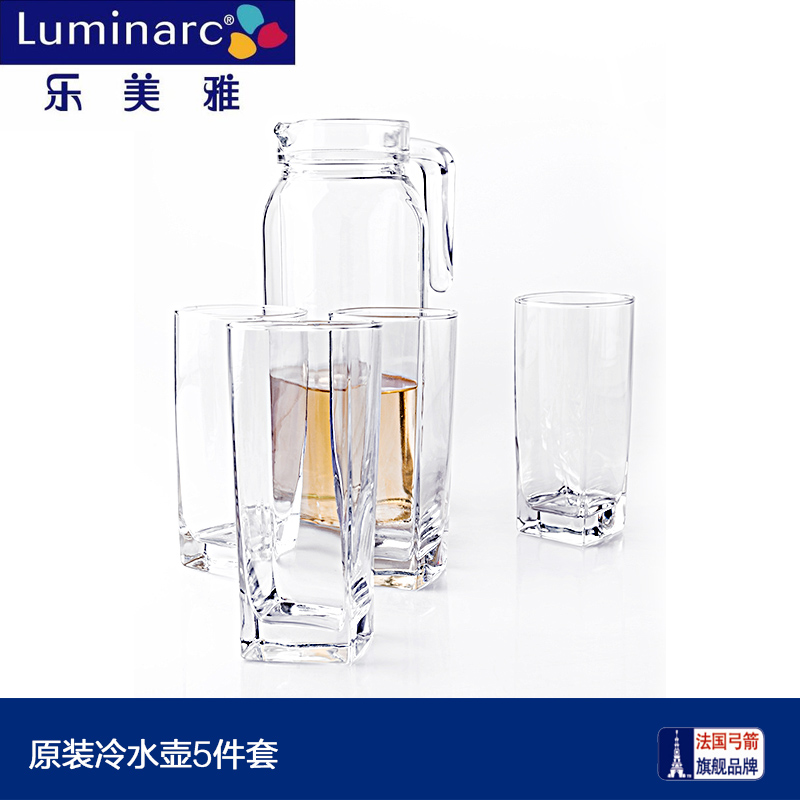 Luminarc/乐美雅家用水具套装玻璃杯耐热印花果汁凉水壶玻璃杯