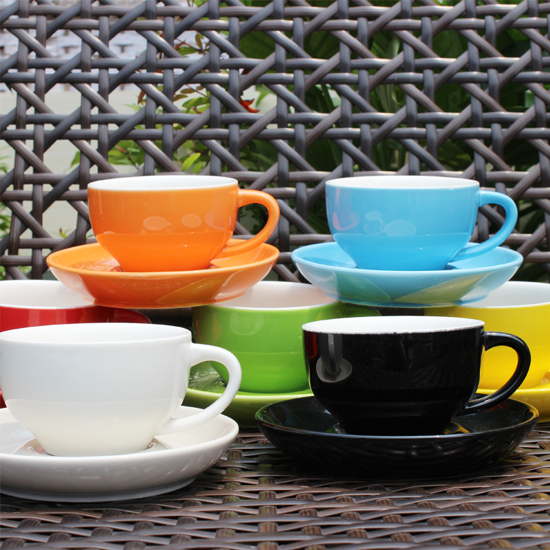 彩色陶瓷咖啡杯碟色釉大咖啡茶水杯碟 拿铁杯 多款颜色 200ml