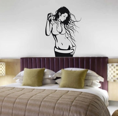 墙贴丰满美女卧室床头装饰贴纸人物个性壁贴画平面防水玄关性感女