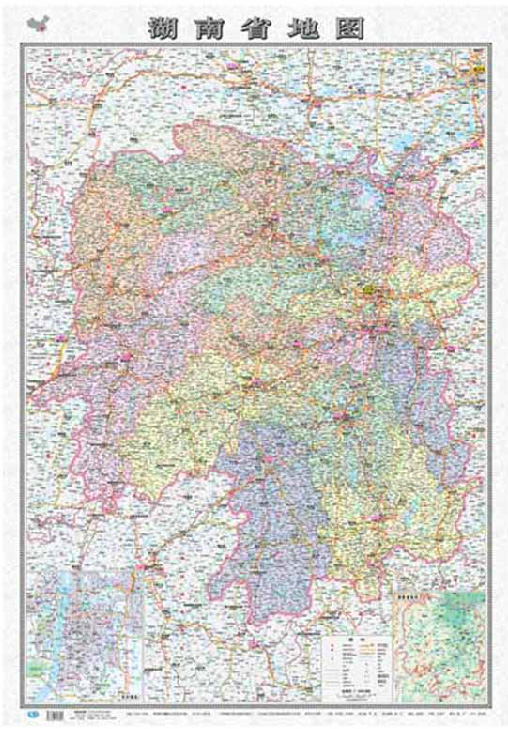 湖南省地图地图 2015版 高清折叠贴图全彩大全开1.05x0.75米 旅游必备便携系列 另有全中国分省地图