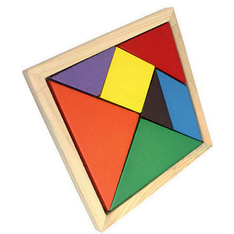 儿童益智玩具 大号七巧板 木质拼图 方块拼板 七块板 学生奖品