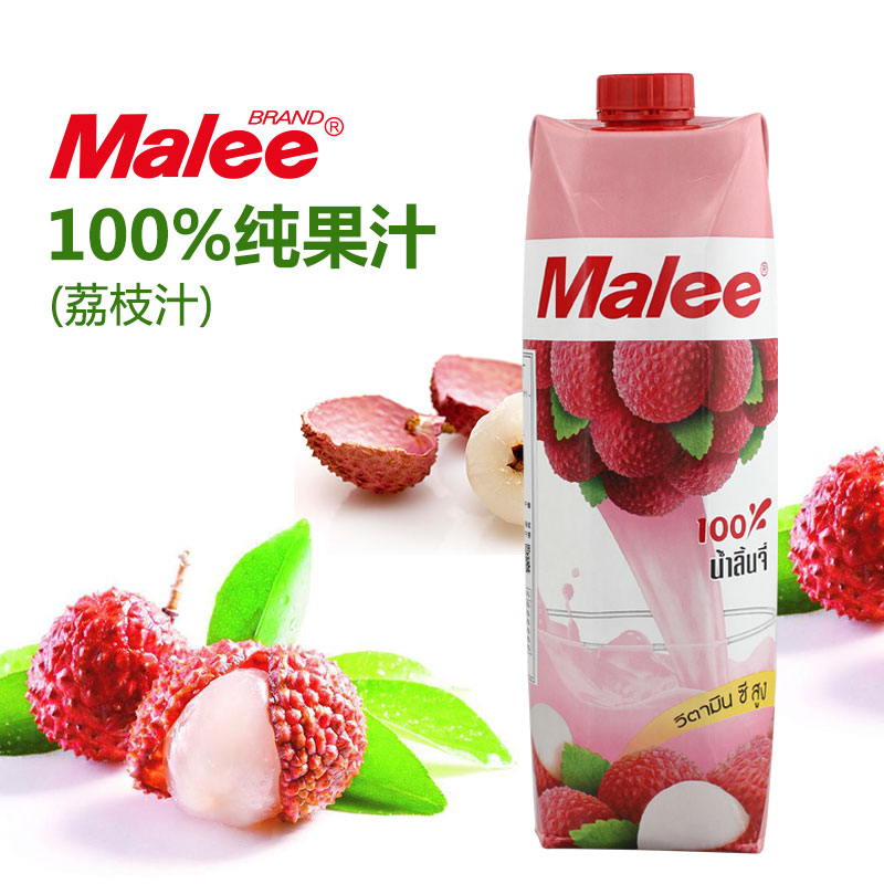 泰国进口 玛丽/Malee荔枝汁1L瓶装 无添加进口纯果汁饮料