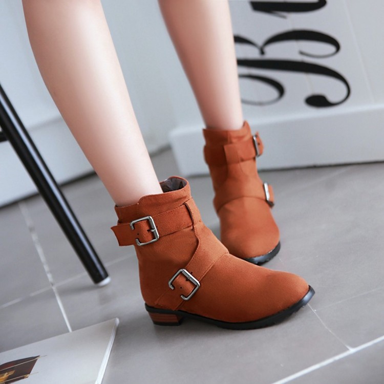 2015年新款时尚短靴子短毛绒洛丽塔低跟秋季皮带扣短筒休闲女鞋子