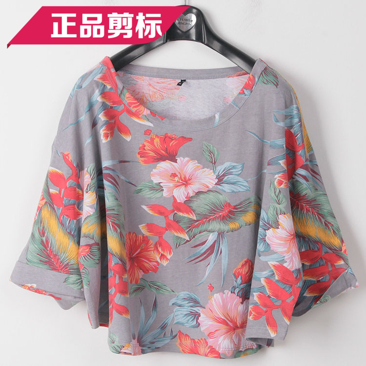 2015夏季新款女全棉纯棉T恤短袖圆领印花中国风古典短款时尚外套