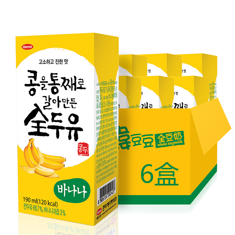 韩国原装进口韩豆豆全豆奶饮料香蕉口味营养早餐饮品 盒装190ml*6