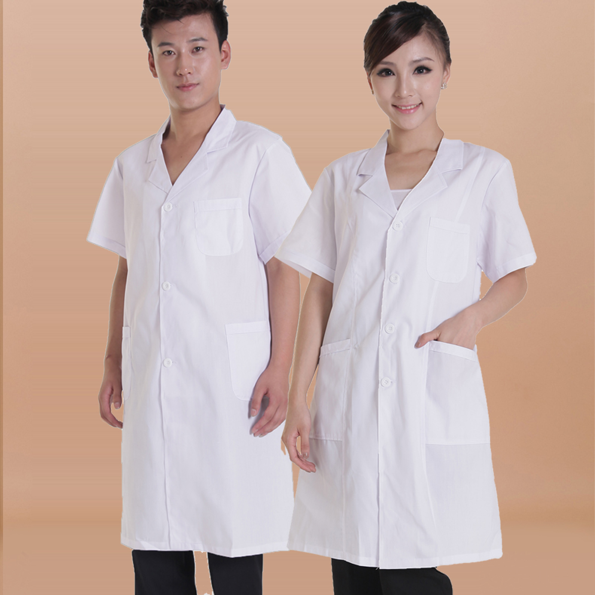 医生护士短袖白大褂工作服 验室服 化验室夏季涤棉短袖白大褂吸汗-阿里巴巴