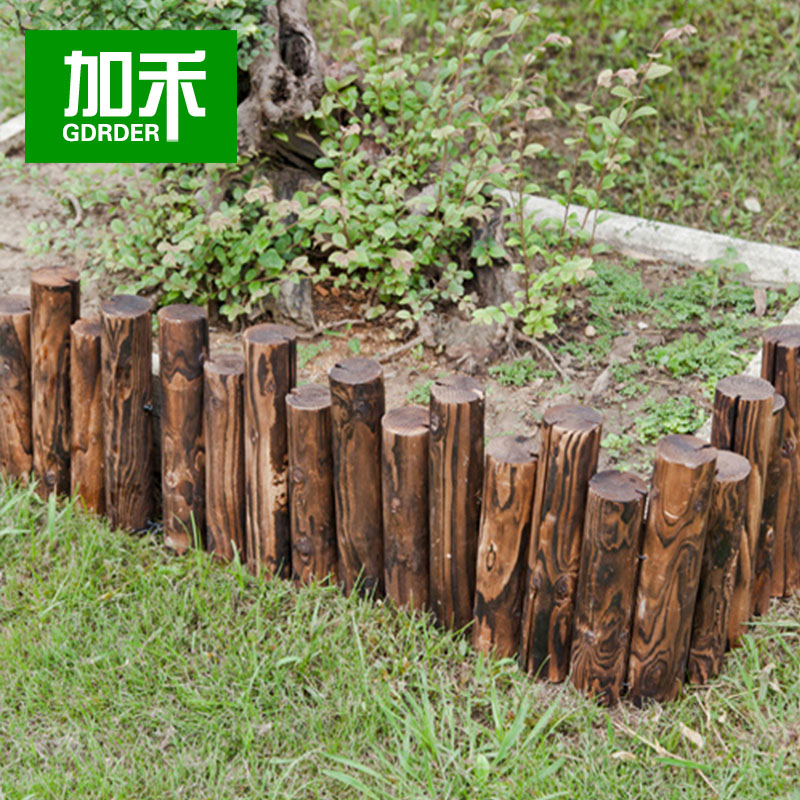 园艺实木栅栏 花园围栏护栏 碳化木/防腐木 原木连桩木桩 8种型号