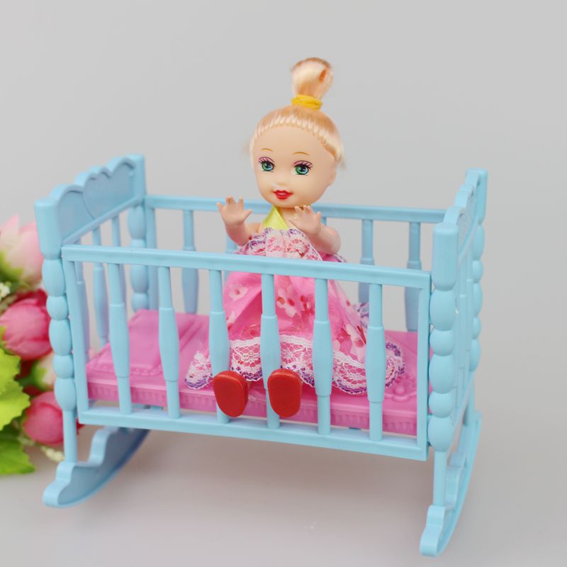 芭比娃娃配件婴儿床 洋娃娃小凯莉迷糊娃适用过家家摇床儿童玩具