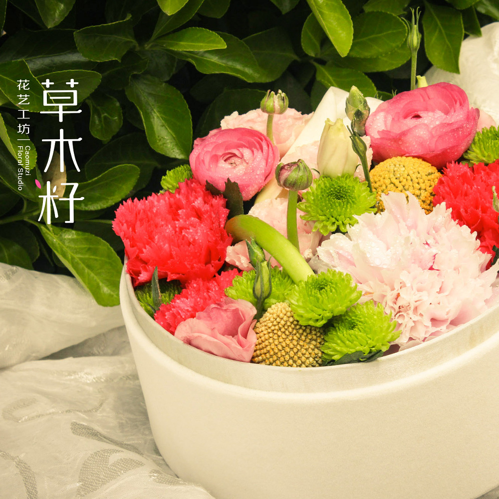 【草木籽.满满的爱】芍药鲜花花盒母亲节节/生日天津鲜花同城速递