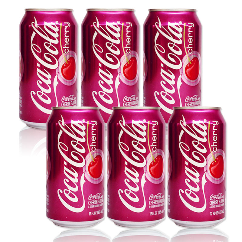 【2份减5元】美国原装进口饮料 可口可乐汽水 樱桃味355ml*6听罐