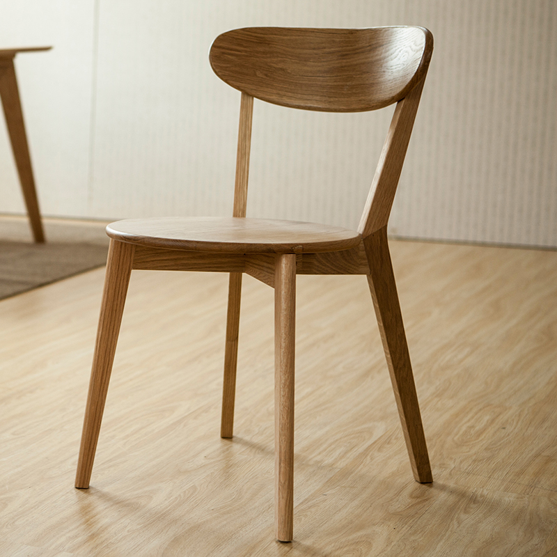 爱必居 北欧极简韩式 高档白橡木创意文艺美式地中海纯实木餐椅