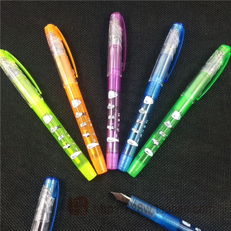 韩国创意钢笔可换墨囊学生墨胆练字笔透明杆怪兽小学可爱正品文具