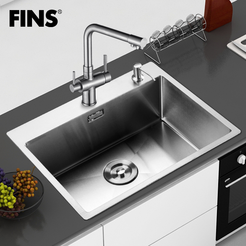 弗林斯 不锈钢水池水槽单槽304  洗菜盆单槽手工水槽套餐 洗碗盆