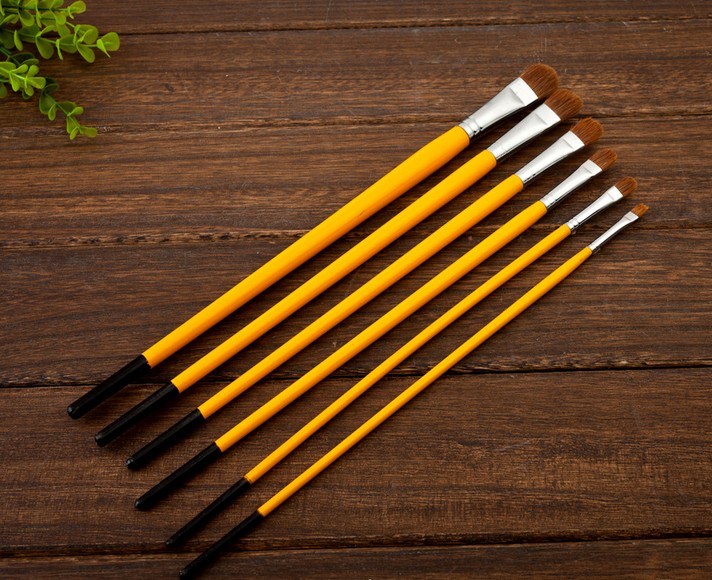 全国包邮精品狼毫水粉笔画笔 6支装黄杆水彩水粉笔油画笔
