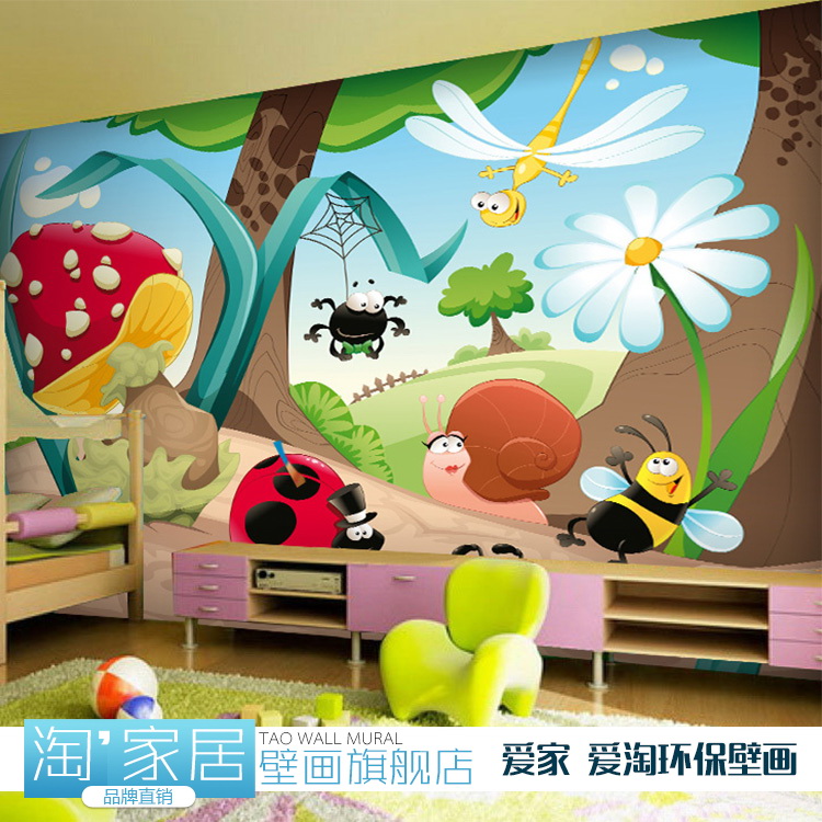 梦幻童话卡通森林大型壁画儿童房幼儿园游乐园休闲站酒店墙纸壁纸