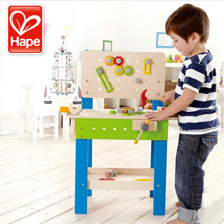 德国hape送礼专家 儿童玩具工作台3岁+益智 木制过家家 圣诞礼品