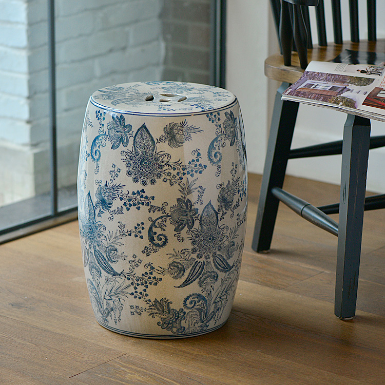 新中式混搭美式乡村 手工陶瓷顾鼓凳 似水年华 圆凳