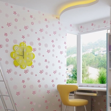温馨田园粉色小花环保墙纸 简约韩式卧室客厅婚房 儿童房壁纸