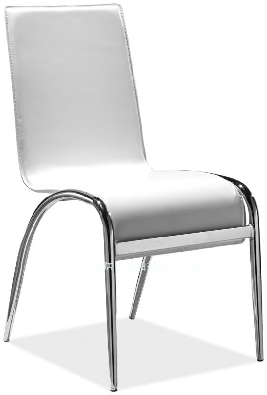 包邮不锈钢餐桌椅组合简约五金靠背椅现代客厅餐具椅子皮革白色椅