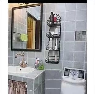 卫生间用品收纳架洗手间厕所储物架壁挂铁艺四层转角架浴室置物架