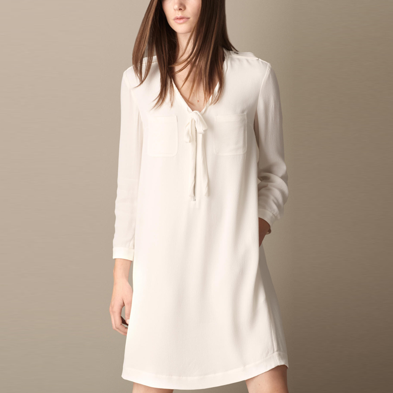 欧美2015春夏新款白色连衣裙 打底裙休闲裙子宽松大码肩章直筒裙