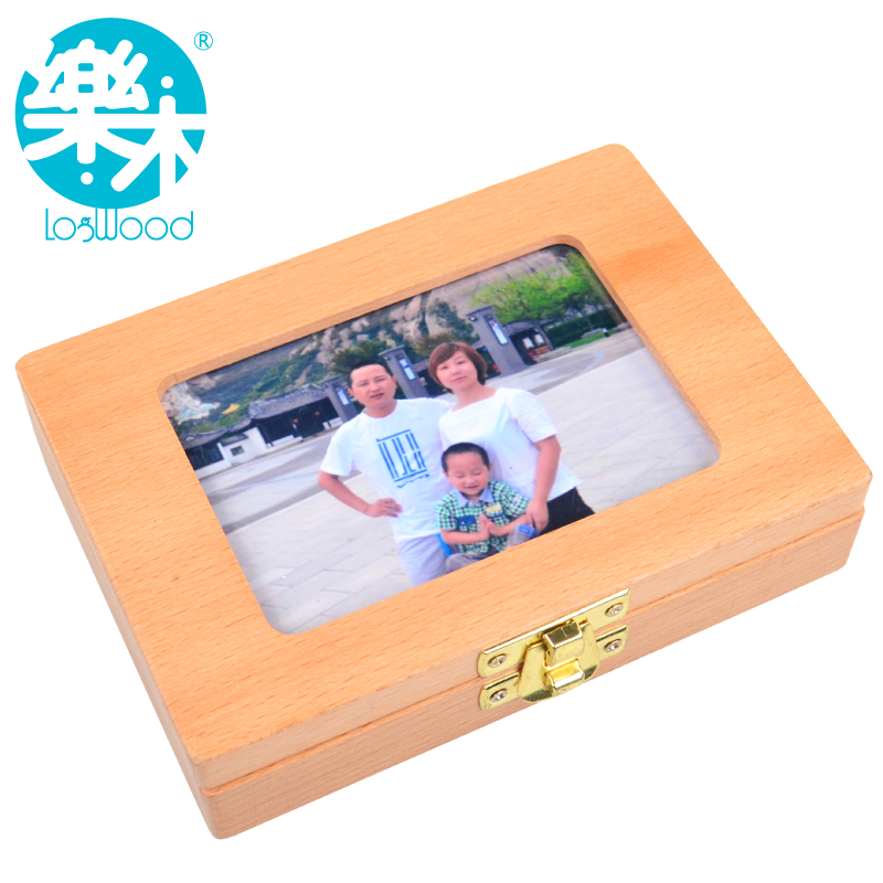 乐木牙齿收藏盒木质宝宝纪念品相框胎毛乳牙保存盒儿童木制乳牙盒