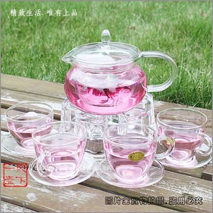 花草茶玻璃茶具套装/耐热玻璃功夫茶具套装特价/可加热透明欧式