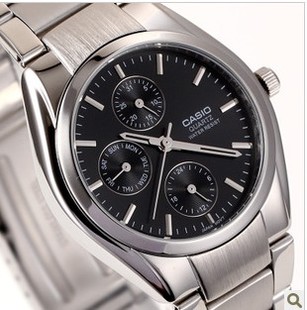 正品卡西欧男表MTP-1191A-7A三眼时尚自动机械钢带简约男士手表