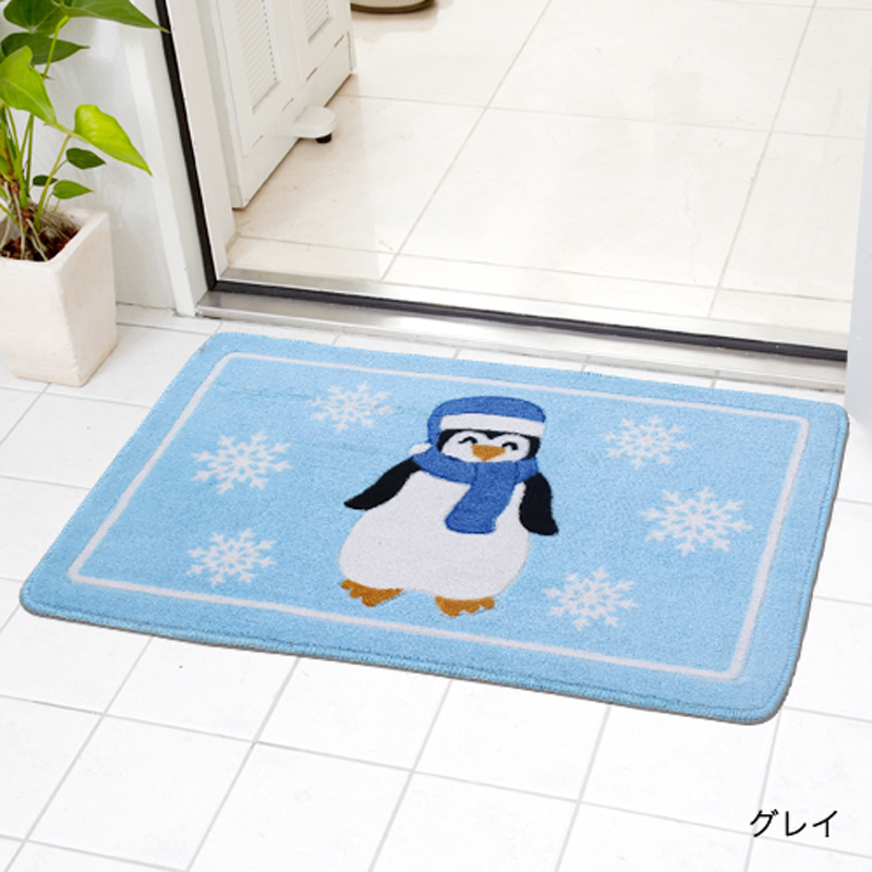 雨柔 圣诞外贸尾单卡企鹅防滑地垫门垫卧室客厅进门垫脚垫50*80