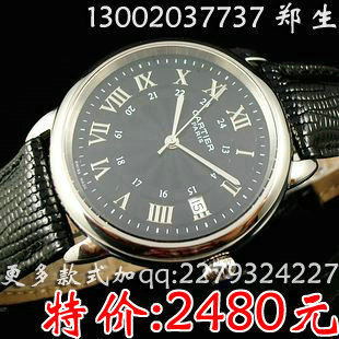 cartier/卡地亞手表 自动机械表 黑色手表皮链手表C503