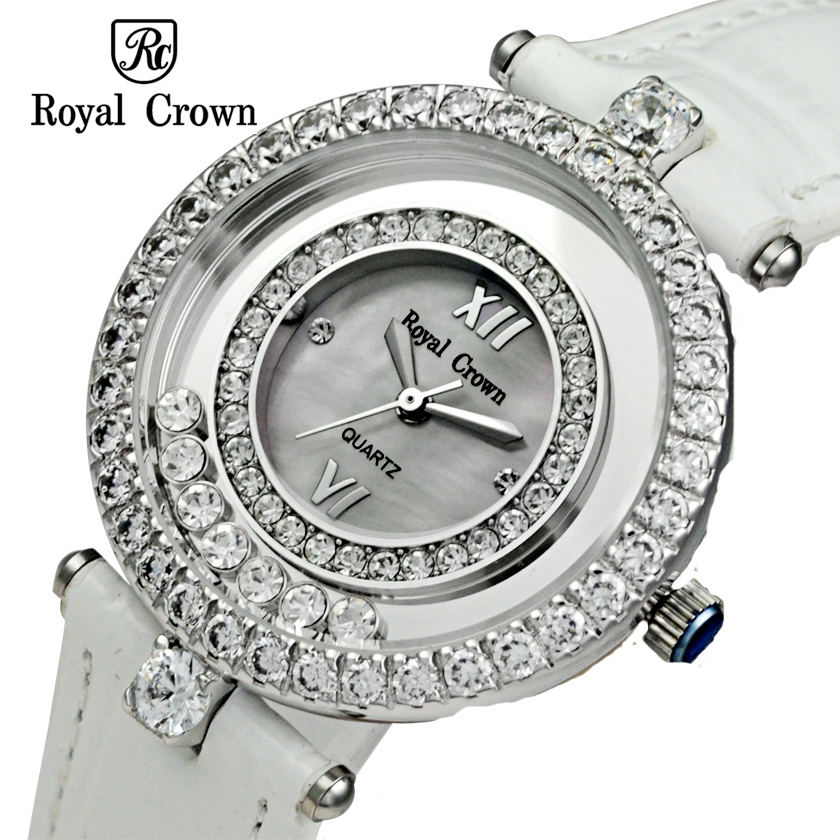royal crown 萝亚克朗手表滚钻表盘皮带闪亮镶钻女表 3628
