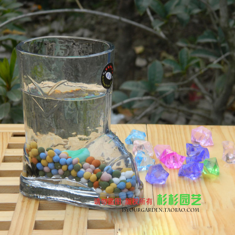 水培透明瓶 可爱玻璃鞋形花瓶水培桌面花卉盆栽 水晶鞋足球鞋器皿