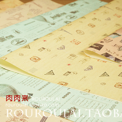 7080 BM韩国礼物复古礼品包装纸 韩国包书纸/包书皮纸-复古欧风系