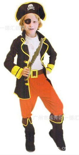红军服 加勒比海盗帽子 Cosplay 小男孩加勒比海盗服装 海盗皮带