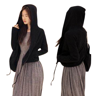 2013秋冬新品韩版学生女装 连帽拉链黑色 短款 卫衣 外套 包邮