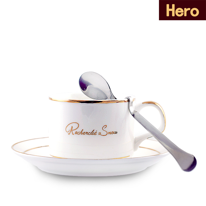 Hero经典欧式骨瓷杯 皇家金黄咖啡杯子 卡布其诺杯 咖啡小镇