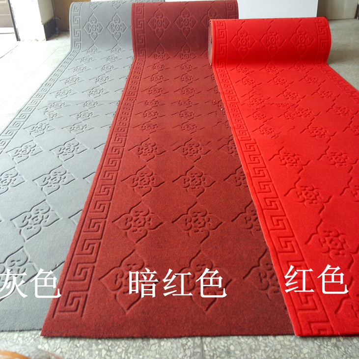 定制加厚PVC胶拉绒压花地垫走廊地毯防滑垫门垫通道地垫自定剪裁