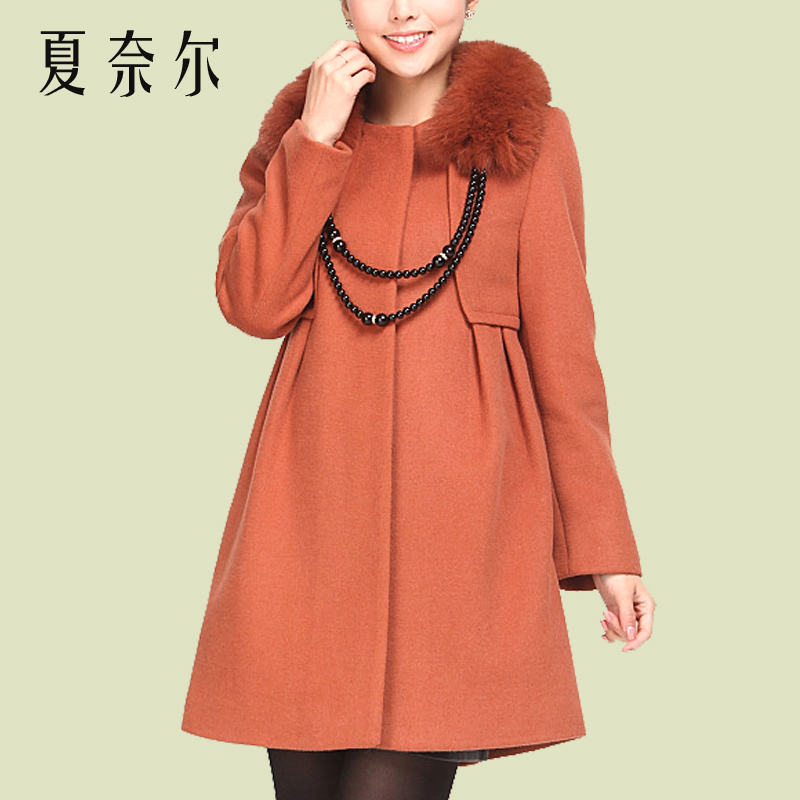 【天天特价】2012新韩版中长款女装专柜正品高档狐狸毛领羊绒大衣