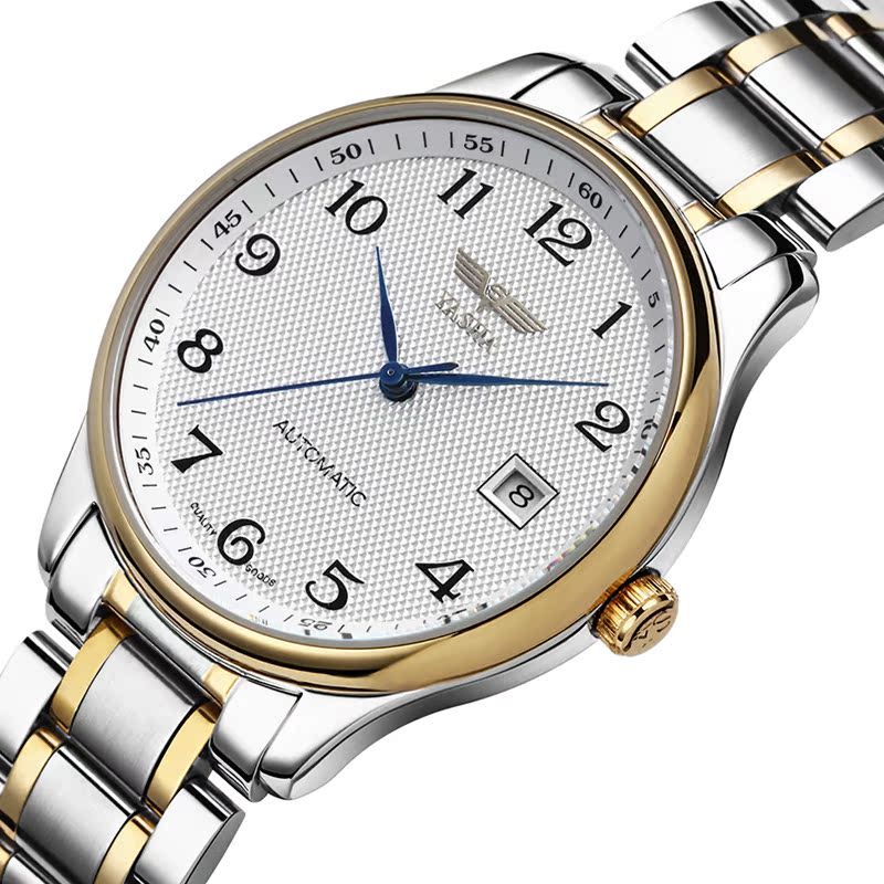 雅莎正品瑞士品牌手表全自动机械表防水男士手表钢带大表盘男表