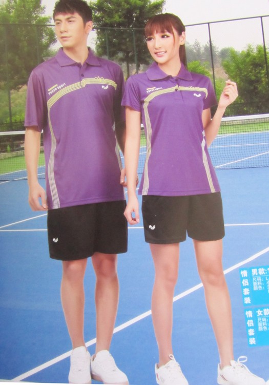 正品牌越奥情侣男女羽毛球服运动训练休闲健身另印字印号X166紫色