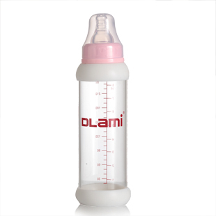 初生婴幼儿防摔防破损防胀气 标准口径宝宝喝奶粉玻璃奶瓶 240ML