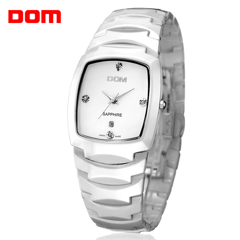 全国联保DOM陶瓷手表正品男款  新款休闲白色个性商务石英表腕表